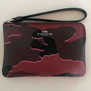 Brand new Coach red camo wristlet